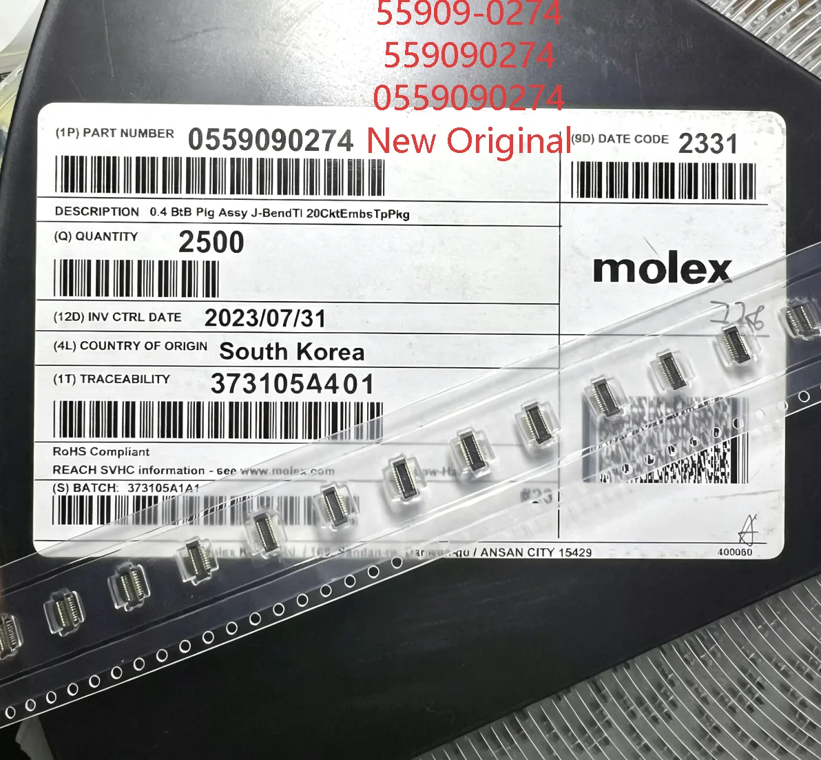 10PC 559090274 55909-0274 0559090274 MOLEX SlimStack Series 20Pin 0.4mm Pitch SMD Gold Plated Board To Board Plug RoHS Compliant
10PC 559090274 55909-0274 0559090274 MOLEX SlimStack Series 20Pin 0.4mm Pitch SMD Gold Plated Board To Board Plug RoHS Compliant