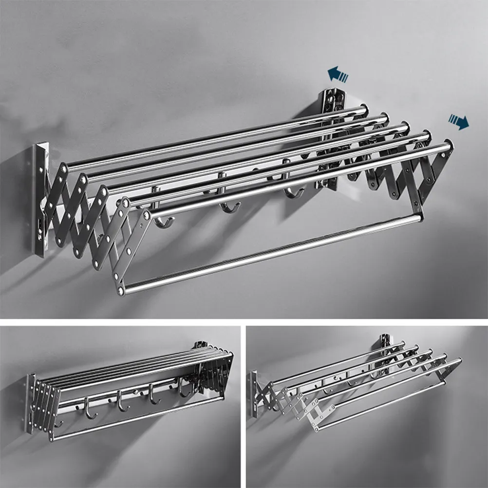 50Cm Telescopic Wall Mount Clothes Rack Stainless Steel Towel Bar with Hooks for Bathroom Kitchen Bedroom Garage Laundry
50Cm Telescopic Wall Mount Clothes Rack Stainless Steel Towel Bar with Hooks for Bathroom Kitchen Bedroom Garage Laundry