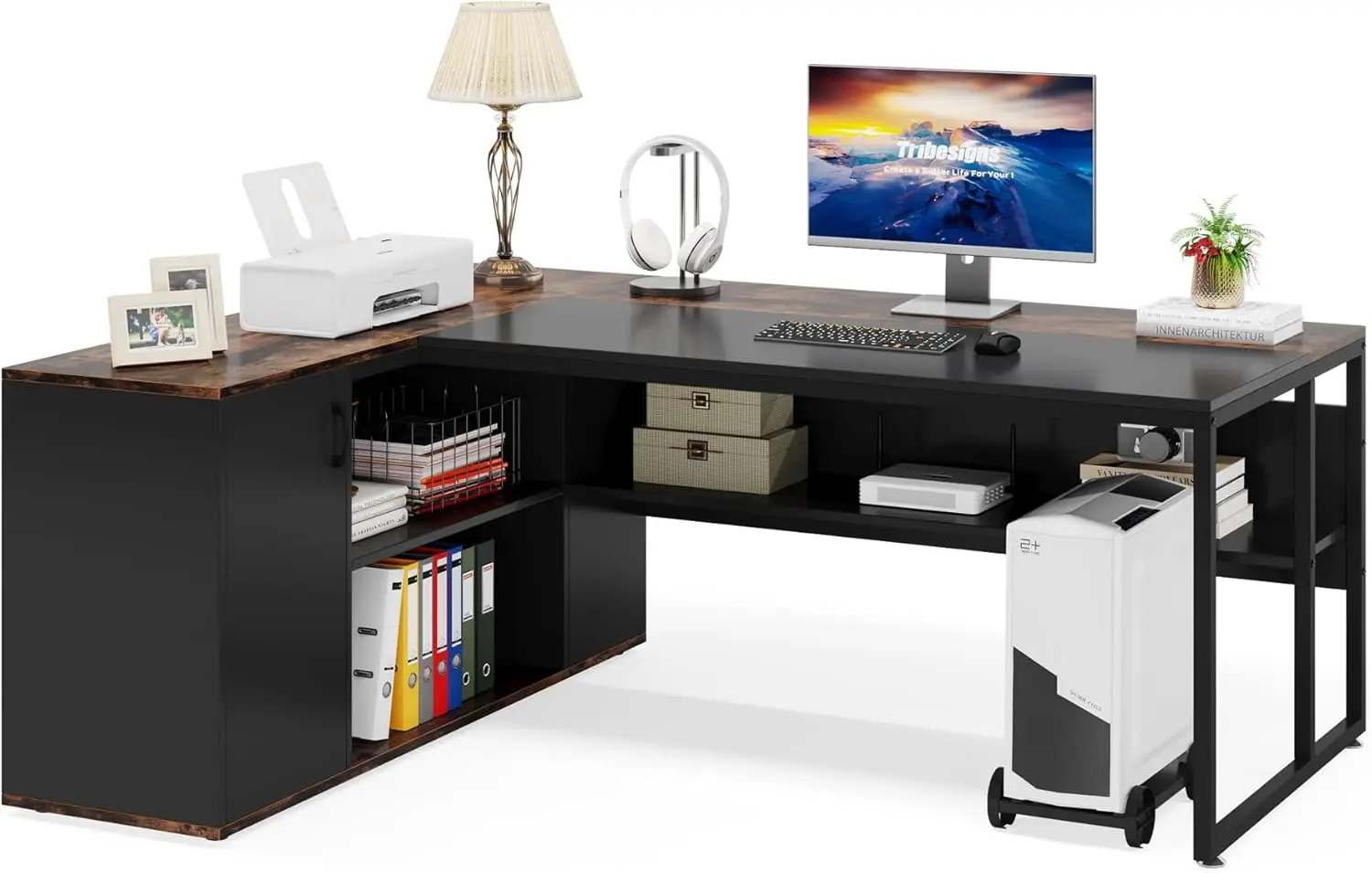 Little Tree Large Computer Desk With File Cabinet, 71 Inch Executive Desk L Shaped Office Desk, Business Furniture Desk
Little Tree Large Computer Desk With File Cabinet, 71 Inch Executive Desk L Shaped Office Desk, Business Furniture Desk