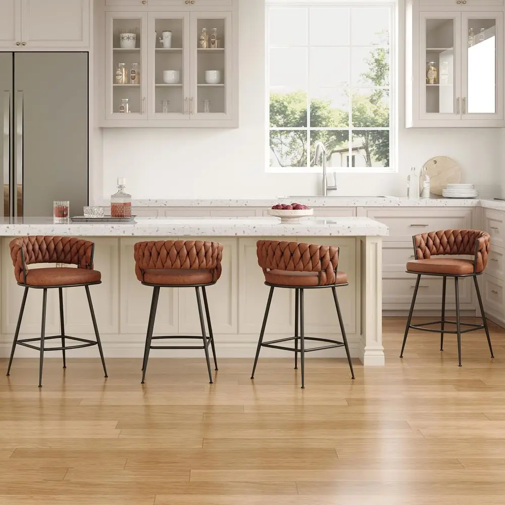 24inch Bar Stools Set of 4, Counter Height Bar Stools, Suede Fabric Bar Chairs with Woven Back and Footrest for Kitchen Island,
24inch Bar Stools Set of 4, Counter Height Bar Stools, Suede Fabric Bar Chairs with Woven Back and Footrest for Kitchen Island,