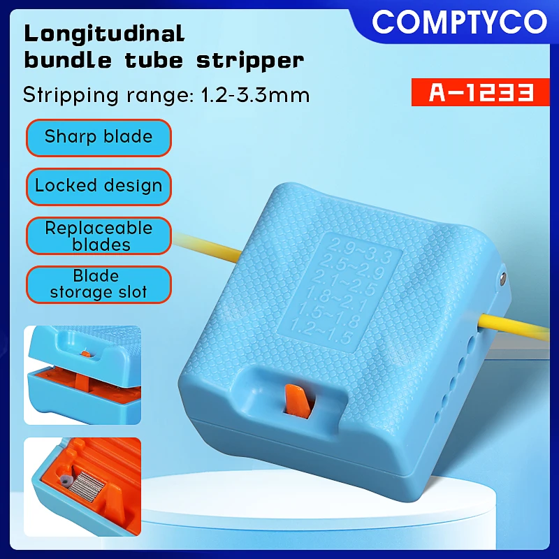 Инструмент для продольной зачистки оптических волокон COMPTYCO A-1233, 1.2-3.3 мм, для снятия оболочки оптоволоконного кабеля
Инструмент для продольной зачистки оптических волокон COMPTYCO A-1233, 1.2-3.3 мм, для снятия оболочки оптоволоконного кабеля