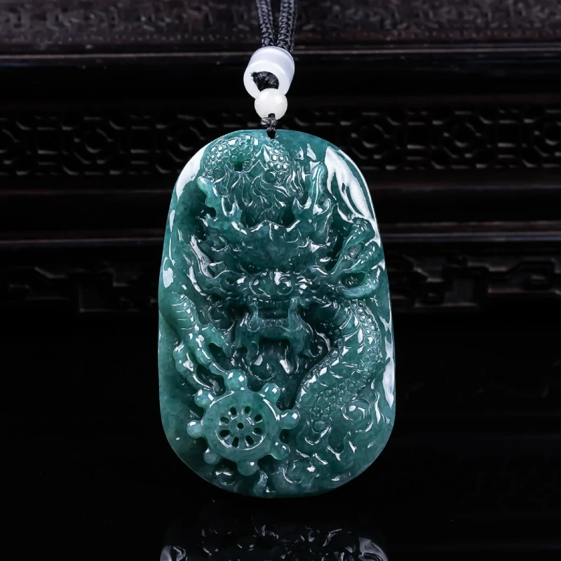 Natural Jade Blue Water Double-sided Carving Domineering Dragon Brand Pendant Ice Jadeite Men's Necklace Accessories Amulet Gift
Natural Jade Blue Water Double-sided Carving Domineering Dragon Brand Pendant Ice Jadeite Men's Necklace Accessories Amulet Gift