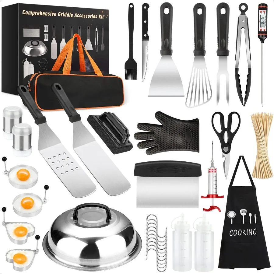 Griddle Accories Kit 135 Pcs Griddle Grill Tools Set for Blackstone and Camp Chef Profional Grill BBQ Spatula Set with Basting
Griddle Accories Kit 135 Pcs Griddle Grill Tools Set for Blackstone and Camp Chef Profional Grill BBQ Spatula Set with Basting