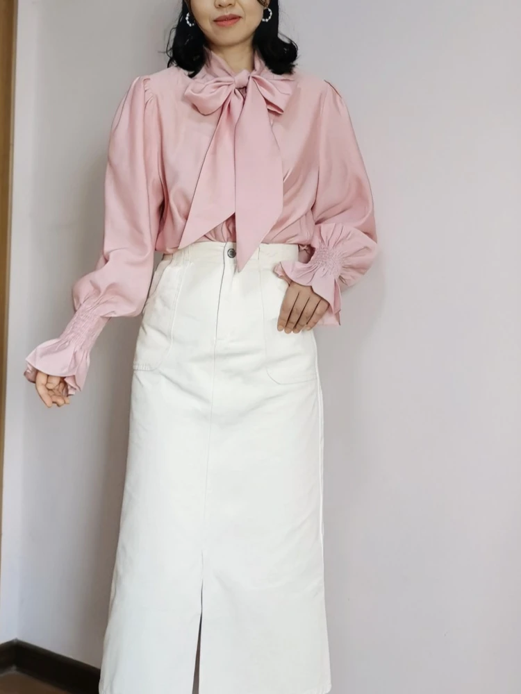 Романтический образ: розовая блузка с бантом, пышными длинными рукавами, свободный базовый топ для ранней осени, из полиэстера, размер L
Романтический образ: розовая блузка с бантом, пышными длинными рукавами, свободный базовый топ для ранней осени, из полиэстера, размер L