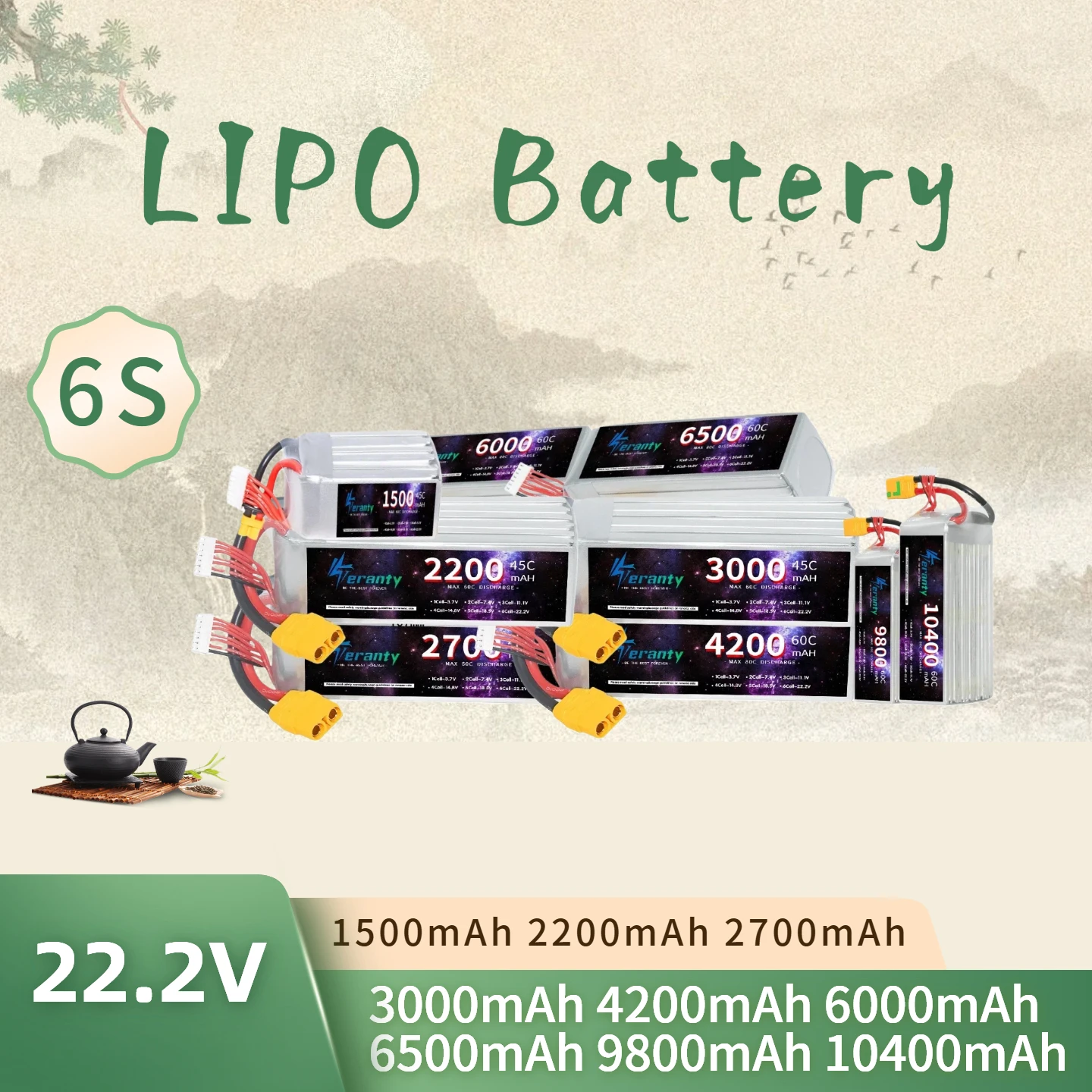 22.2V Polymer Battery Wireless Remote Control Polymer Battery 6S 1500mAh 2200mAh 3000mAh 9800mAh for Drone RC Racing Car
22.2V Polymer Battery Wireless Remote Control Polymer Battery 6S 1500mAh 2200mAh 3000mAh 9800mAh for Drone RC Racing Car