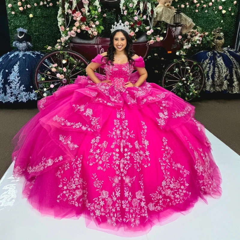 Rose Red Shiny Ball Gown Quinceanera Dresses Sequin Applique Lace Beading Crystal Bow Tull Corset Off The Shoulder Sweet 16 Dres
Rose Red Shiny Ball Gown Quinceanera Dresses Sequin Applique Lace Beading Crystal Bow Tull Corset Off The Shoulder Sweet 16 Dres