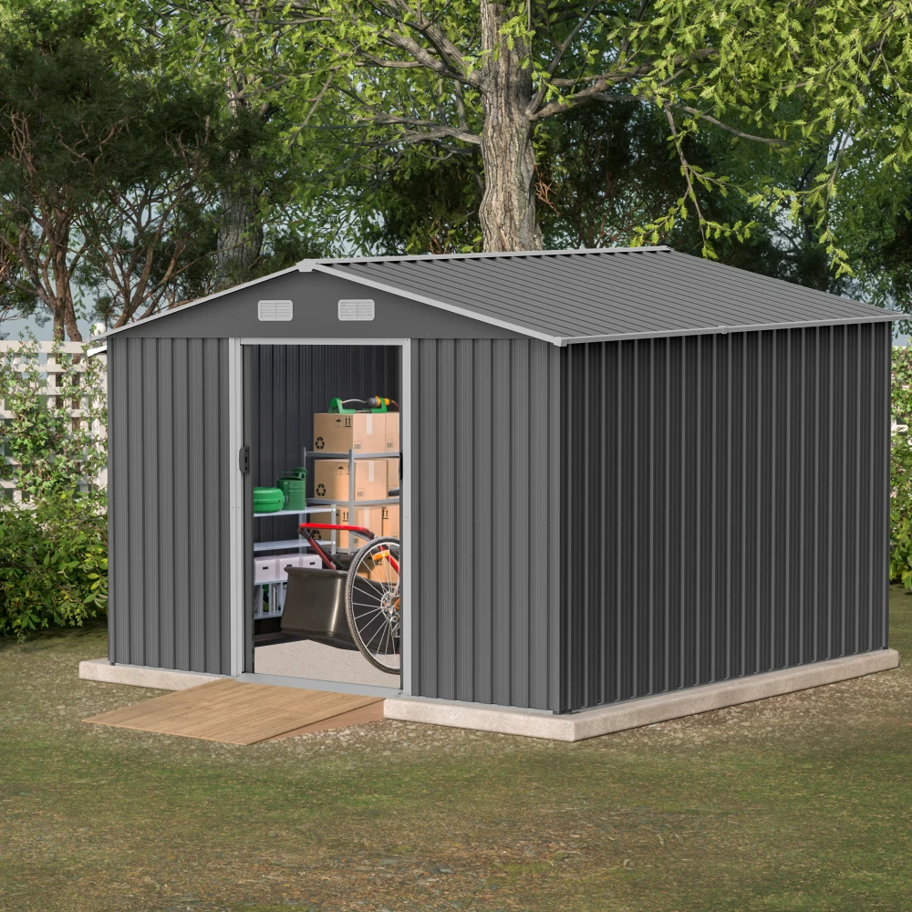 10X8 FT Outdoor Storage Shed, Lockable Doors, Tool Shed for Garden, Patio, Backyard, Lawn, Grey
10X8 FT Outdoor Storage Shed, Lockable Doors, Tool Shed for Garden, Patio, Backyard, Lawn, Grey