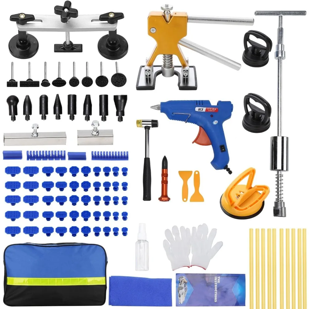 97PCS Car Dent Repair Kit with Golden Lifter, Slide Hammer, Bridge Puller for Auto Body Removal
97PCS Car Dent Repair Kit with Golden Lifter, Slide Hammer, Bridge Puller for Auto Body Removal