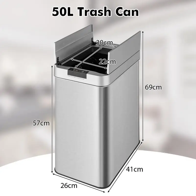 13.2 Gal Slim Kitchen Trash Can with Wing Lids and Stainless Steel Frame
13.2 Gal Slim Kitchen Trash Can with Wing Lids and Stainless Steel Frame