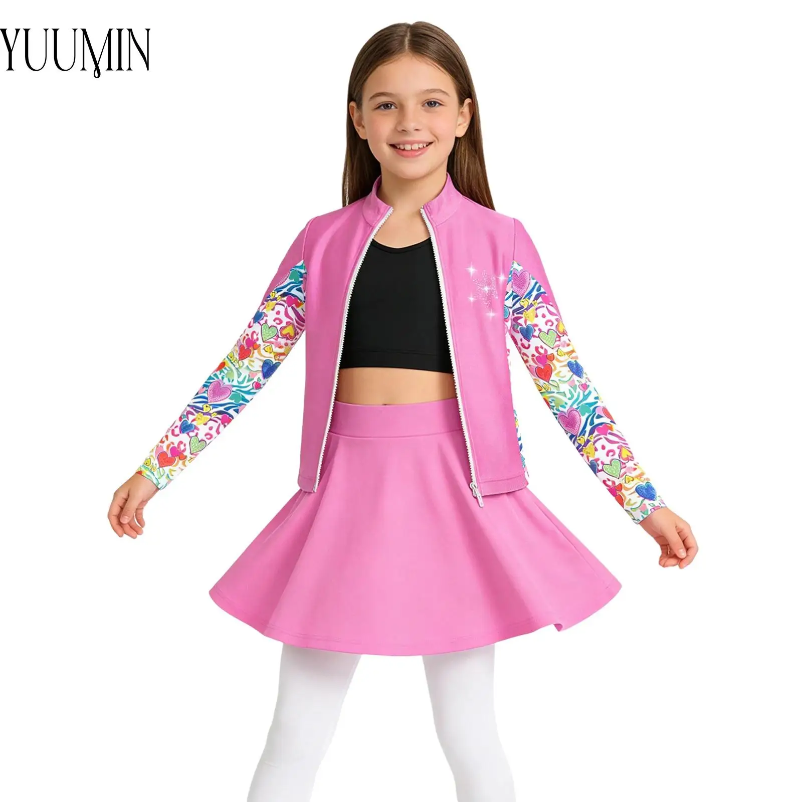 Children Girls Figure Ice Skating Outfit Sportswear Zipper Long Sleeve Rhinestone Snowflake Printed Sweatshirt+Vest+Skirt Sets
Children Girls Figure Ice Skating Outfit Sportswear Zipper Long Sleeve Rhinestone Snowflake Printed Sweatshirt+Vest+Skirt Sets