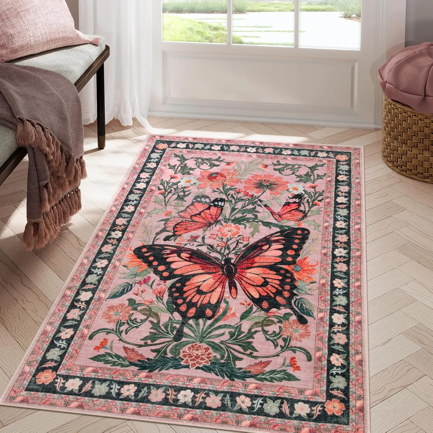 Butterfly Floral Machine Washable Rug, Bedroom Area Rug, Non Slip Soft Ultra-Thin Small Carpet for Living Room Dorm Entryway
Butterfly Floral Machine Washable Rug, Bedroom Area Rug, Non Slip Soft Ultra-Thin Small Carpet for Living Room Dorm Entryway