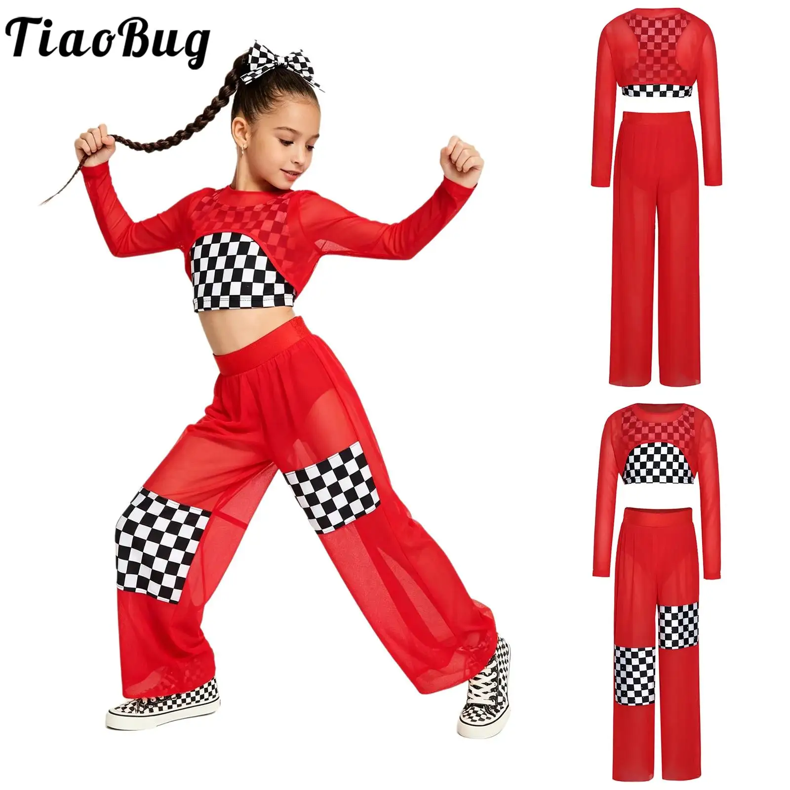 Kids Girls Racing Race Car Driver Costume Sets Modern Street Dancewear Rhinestone Checkerboard Vest with Mesh Crop Top And Pants
Kids Girls Racing Race Car Driver Costume Sets Modern Street Dancewear Rhinestone Checkerboard Vest with Mesh Crop Top And Pants