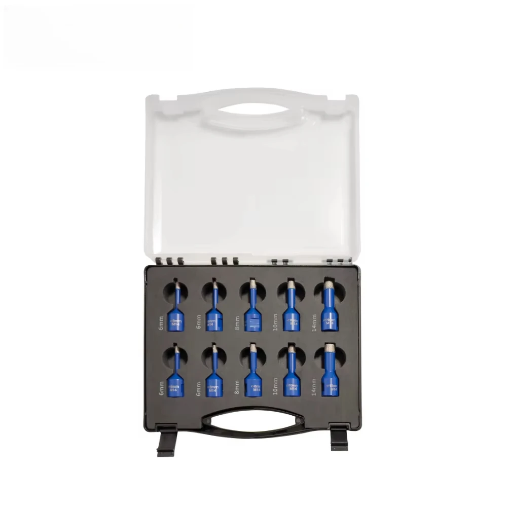 10Pcs M14 Vacuum Brazed Diamond Hole Saw Cutter Kit Ceramic Tile Glass Stone Dry Drilling Core Drill Bits Set
10Pcs M14 Vacuum Brazed Diamond Hole Saw Cutter Kit Ceramic Tile Glass Stone Dry Drilling Core Drill Bits Set