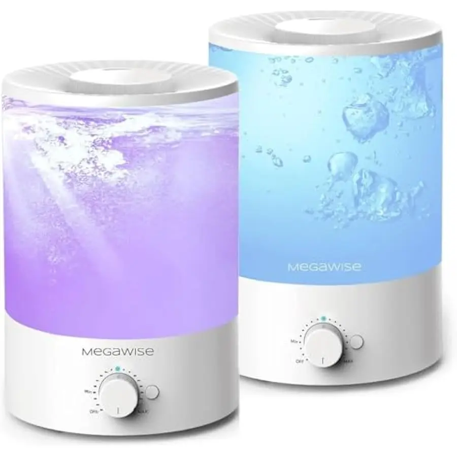 MEGAWISE 2 pack 3.5L Ultrasonic Cool Mist Humidifier – Top-Fill, Essential Oil Diffuser, Quiet Operation, Night Light, Auto Shut
MEGAWISE 2 pack 3.5L Ultrasonic Cool Mist Humidifier – Top-Fill, Essential Oil Diffuser, Quiet Operation, Night Light, Auto Shut