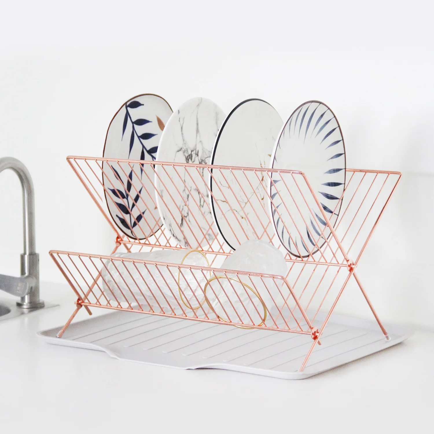 Creative X Shape 2 Layer Dish Storage Shelf Iron Dish Drying Rack Foldable Small Dish Shelf Drainers with Universal Drainboard
Creative X Shape 2 Layer Dish Storage Shelf Iron Dish Drying Rack Foldable Small Dish Shelf Drainers with Universal Drainboard