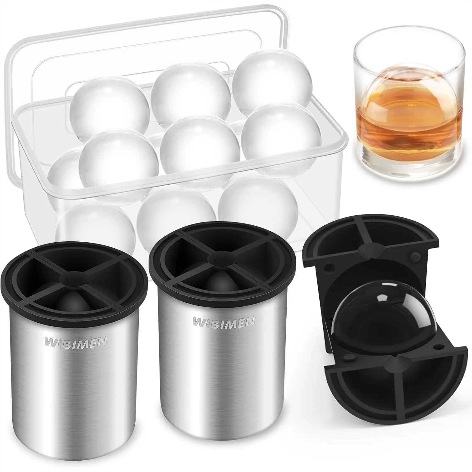 Clear Ice Cube Maker 2.5" Ball Stainless Steel for Whiskey Cocktails Bourbon, 2 Pack with Ice Tong & Storage Box
Clear Ice Cube Maker 2.5" Ball Stainless Steel for Whiskey Cocktails Bourbon, 2 Pack with Ice Tong & Storage Box