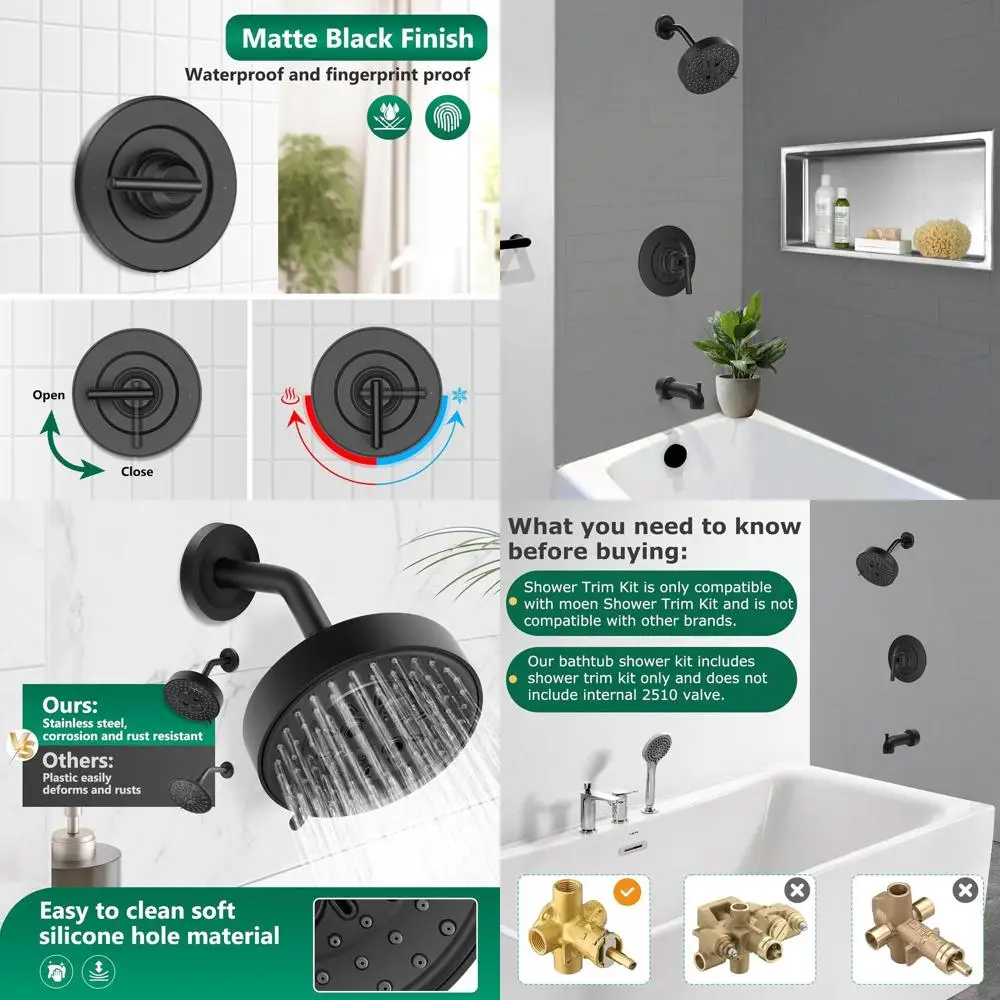 Matte Black Shower Trim Kit with Lever Handle, Easy Installation, Compatible with T2902EPBL Model
Matte Black Shower Trim Kit with Lever Handle, Easy Installation, Compatible with T2902EPBL Model