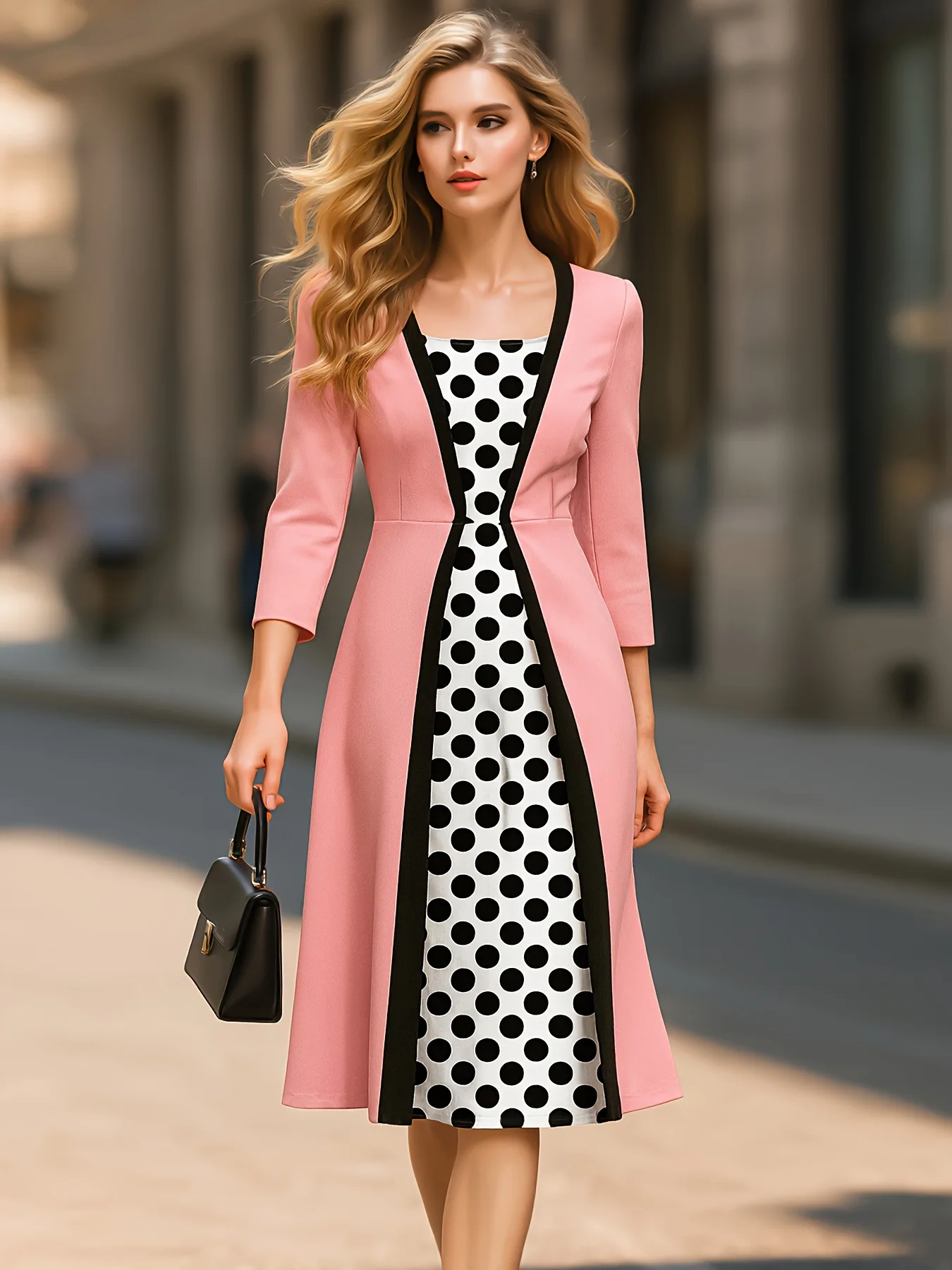 Summer Patchwork Polka Dot Dress Slimming Mid-Length Three-Quarter Sleeve Elegant Style Women's Fashion Casual Dress
Summer Patchwork Polka Dot Dress Slimming Mid-Length Three-Quarter Sleeve Elegant Style Women's Fashion Casual Dress