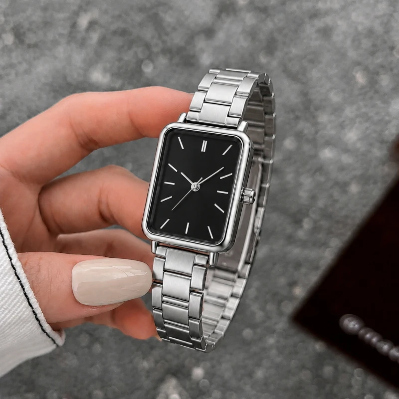 Fashion Business Women Square Wrist Watch Silver Minimalist Analog Quartz Ladies Watch Elegant Dress Female Clock Reloj de Mujer
Fashion Business Women Square Wrist Watch Silver Minimalist Analog Quartz Ladies Watch Elegant Dress Female Clock Reloj de Mujer