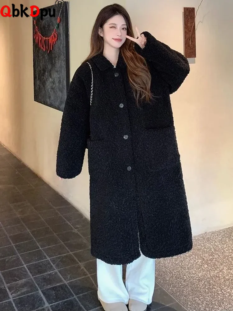 Classic Black Faux Fur Thick Loose Jackets Korean Fashion Lapel Neck Single Breasted Chamarras Women Casual Lamb Wool Manteau
Classic Black Faux Fur Thick Loose Jackets Korean Fashion Lapel Neck Single Breasted Chamarras Women Casual Lamb Wool Manteau