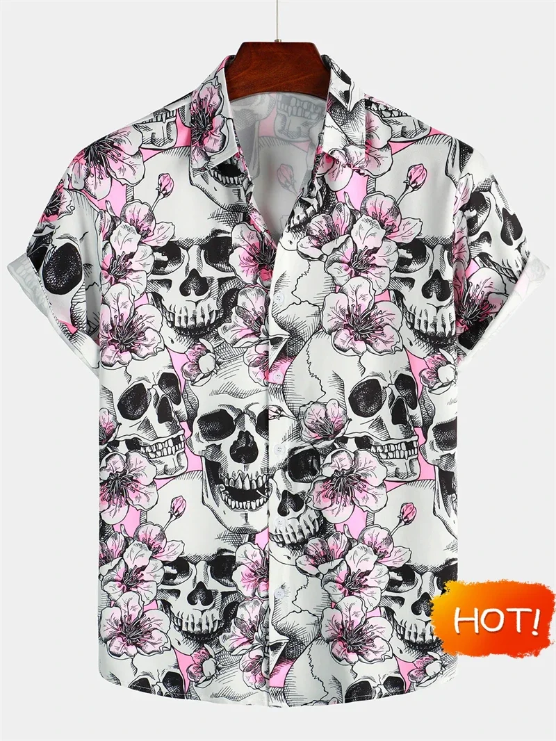 Vintage Summer Men's Hawaiian Shirt 3D Fashion Skull Print Men's Short-sleeved Button Shirt Outdoor Daily Streetwear Unisex Tops
Vintage Summer Men's Hawaiian Shirt 3D Fashion Skull Print Men's Short-sleeved Button Shirt Outdoor Daily Streetwear Unisex Tops