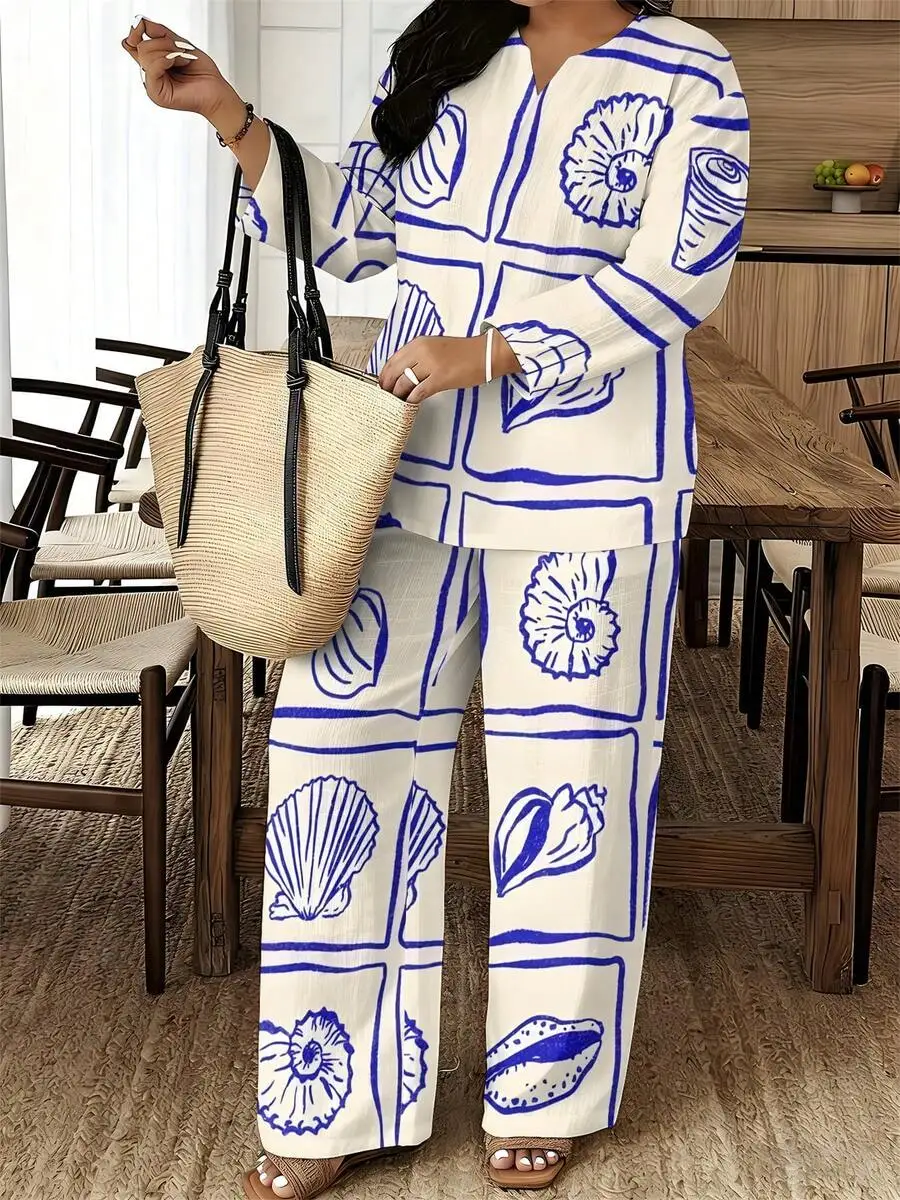 Plus Size Women Two Piece Set Shell Print Casual Beach Wear Summer Festival Outfit
Plus Size Women Two Piece Set Shell Print Casual Beach Wear Summer Festival Outfit