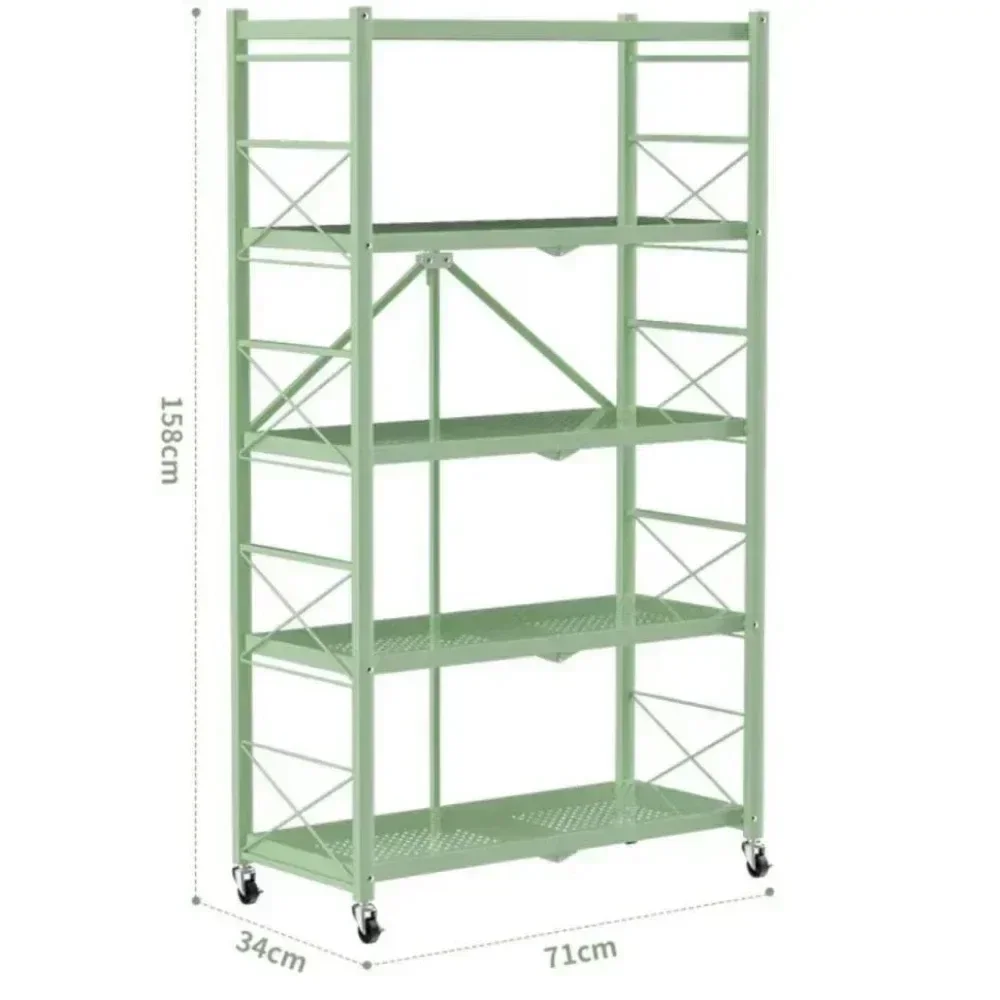 t Multifunctional Living Room Rack Household Movable Wheeled Small CartFoldable Iron Frame Storage Display Kitchen Storage Rack
