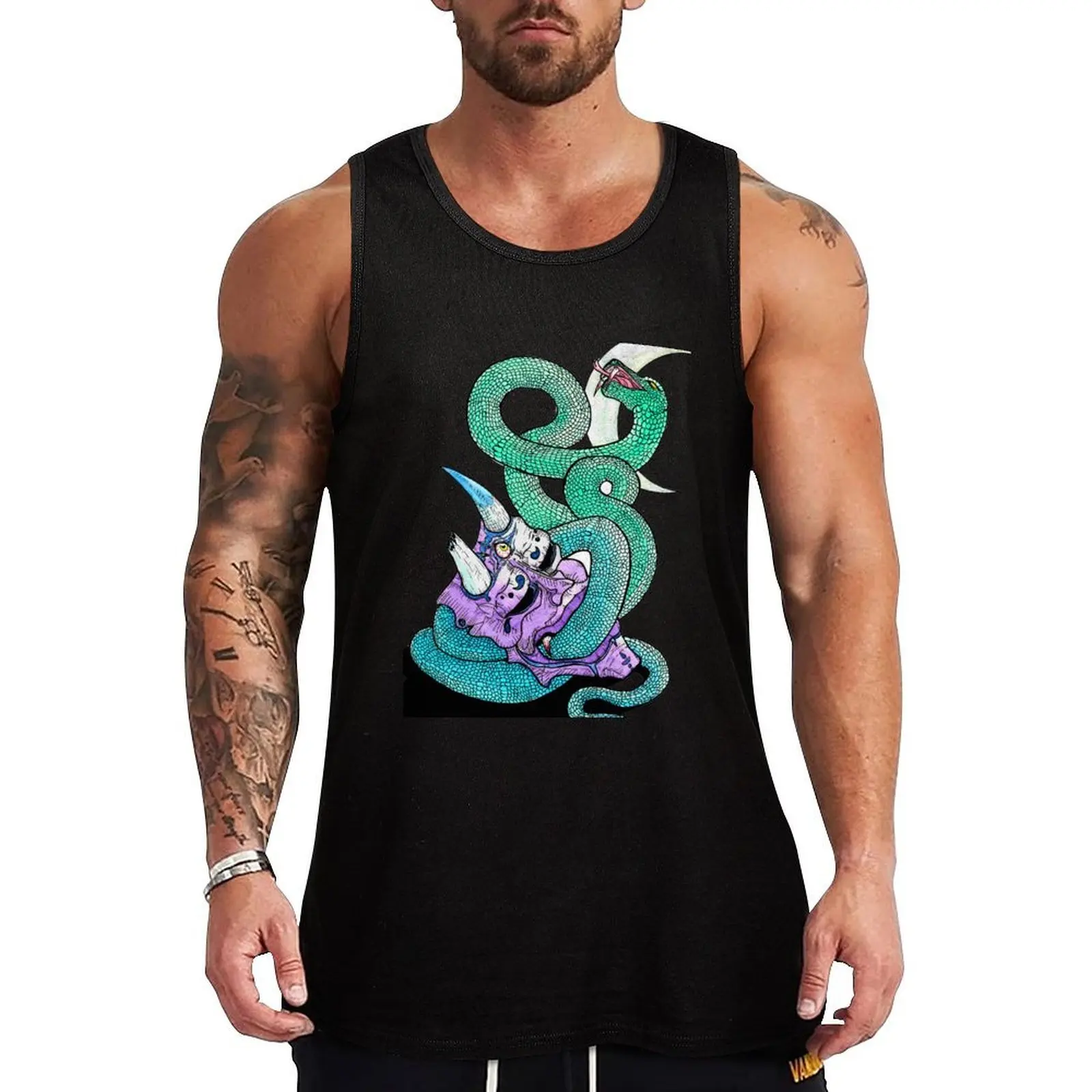 Hanma Mask & Snake Tank Top Hip Hop Tank Top Streetwear Casual Sleeveless Tee
Hanma Mask & Snake Tank Top Hip Hop Tank Top Streetwear Casual Sleeveless Tee