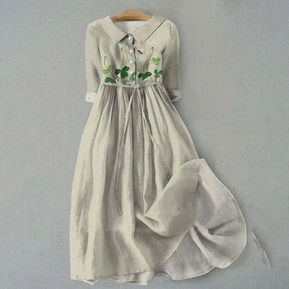 Adjustable Waist Dress Floral Print A-line Midi Dress with Belted Waist Turn-down Collar for Women Summer Vacation Style
Adjustable Waist Dress Floral Print A-line Midi Dress with Belted Waist Turn-down Collar for Women Summer Vacation Style