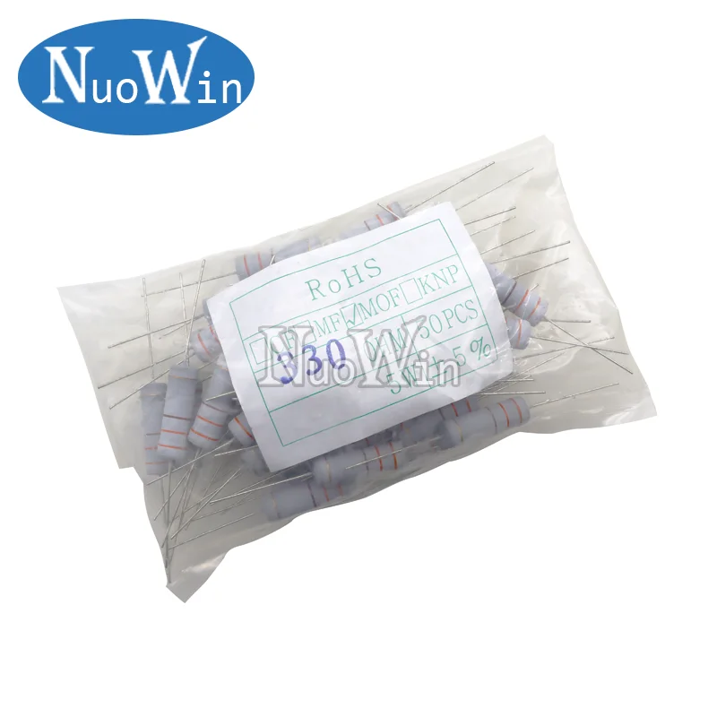 50pcs/Lot 5W Carbon Film resistor 5% 1R-10M 2.2R 22R 47R 51R 100R 150R 200R 1K 5.1K 10K 47K 100K 200K 330K 470K 750K ohms
50pcs/Lot 5W Carbon Film resistor 5% 1R-10M 2.2R 22R 47R 51R 100R 150R 200R 1K 5.1K 10K 47K 100K 200K 330K 470K 750K ohms