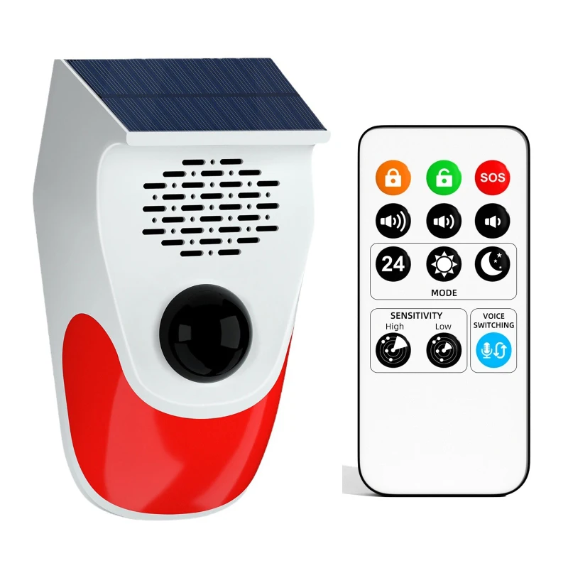 Солнечный инфракрасный датчик движения с сиреной 120 дБ и стробоскопом для системы безопасности дома, сада, гаража, сарая, фургона
Солнечный инфракрасный датчик движения с сиреной 120 дБ и стробоскопом для системы безопасности дома, сада, гаража, сарая, фургона