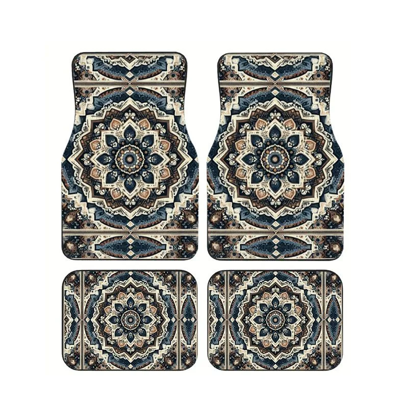 Vintage Blue Brown Mandala Car Floor Mats 4pcs Ornate Pattern Non-slip Foot Pads for Retro Style Auto
Vintage Blue Brown Mandala Car Floor Mats 4pcs Ornate Pattern Non-slip Foot Pads for Retro Style Auto