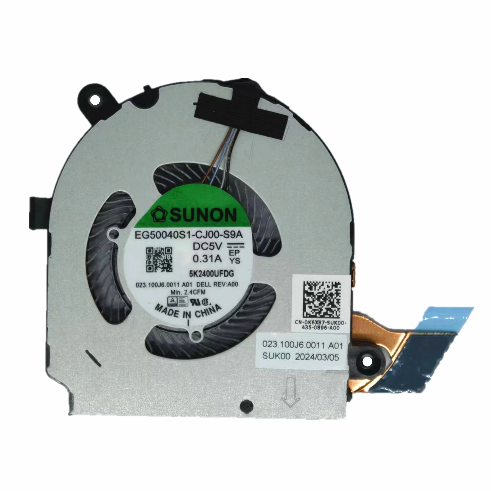 New Laptop CPU Cooling Fan for Dell Latitude 5310 2-in-1 Series 0K6X87 EG50040S1-CJ00-S9A 023.100J6.0011 DC5V 0.31A Fan
New Laptop CPU Cooling Fan for Dell Latitude 5310 2-in-1 Series 0K6X87 EG50040S1-CJ00-S9A 023.100J6.0011 DC5V 0.31A Fan