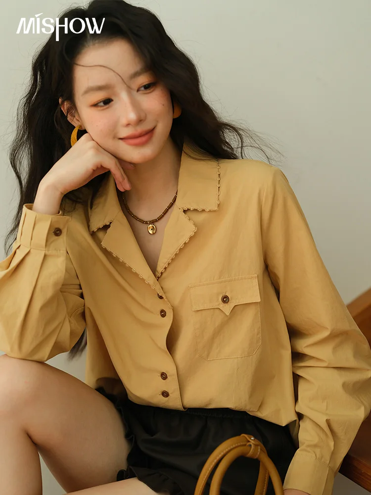 MISHOW Women's Retro Yellow Lapel Cotton Shirt 2025 Autumn Loose Casual Top Contrasting Button with Pocket Shirts MXE41C2356
MISHOW Women's Retro Yellow Lapel Cotton Shirt 2025 Autumn Loose Casual Top Contrasting Button with Pocket Shirts MXE41C2356
