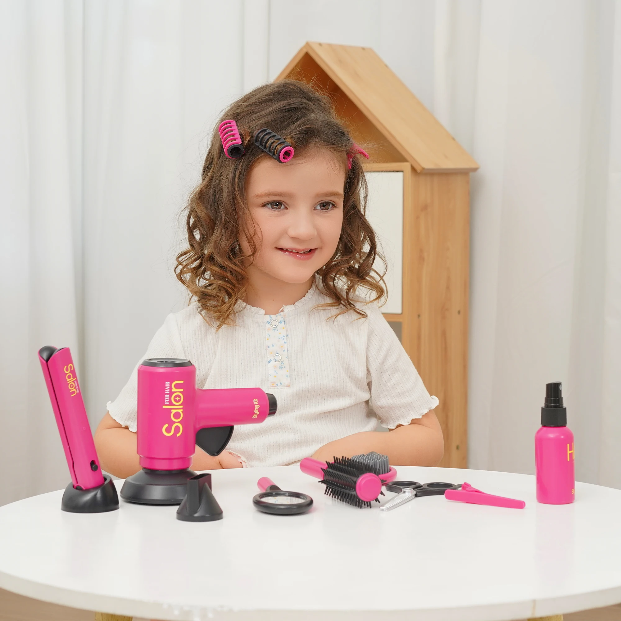 Kids Hair Salon Pretend Play Toy Set - Simulation Hair Dryer Straightener Styling Tools Kit Role Play Beauty Salon Birthday Gift
Kids Hair Salon Pretend Play Toy Set - Simulation Hair Dryer Straightener Styling Tools Kit Role Play Beauty Salon Birthday Gift