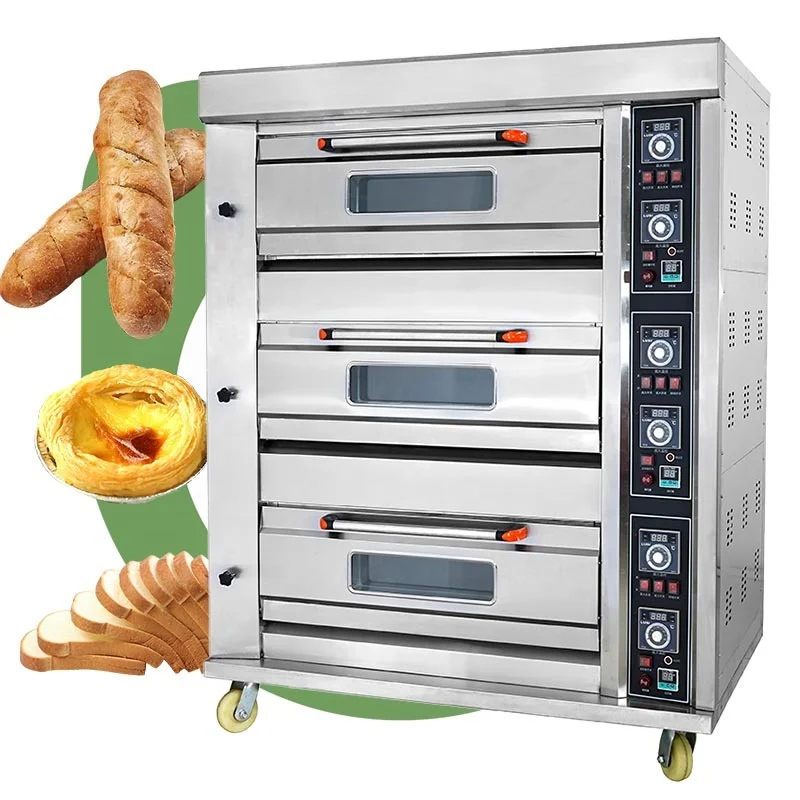 Baking Oven3-Layer Indoor Commercial 6-Tray Layer Pizza Triple Gas Bread Baking Oven With 9 Trays
Baking Oven3-Layer Indoor Commercial 6-Tray Layer Pizza Triple Gas Bread Baking Oven With 9 Trays