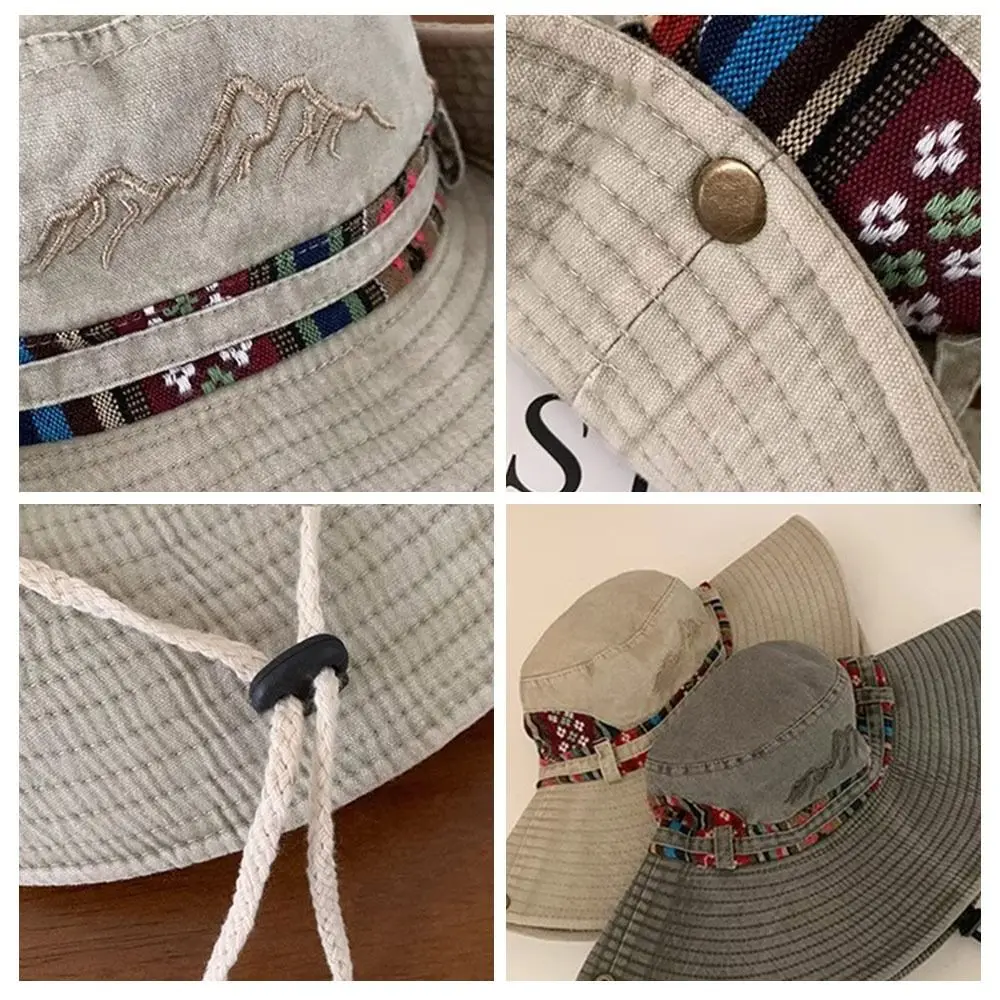 Western Style Denim fabric Cowboy Bucket Hat with Windproof Strap Wide Brim Panama Hat Sun Protection Sun Hat for Camping Hiking
Western Style Denim fabric Cowboy Bucket Hat with Windproof Strap Wide Brim Panama Hat Sun Protection Sun Hat for Camping Hiking