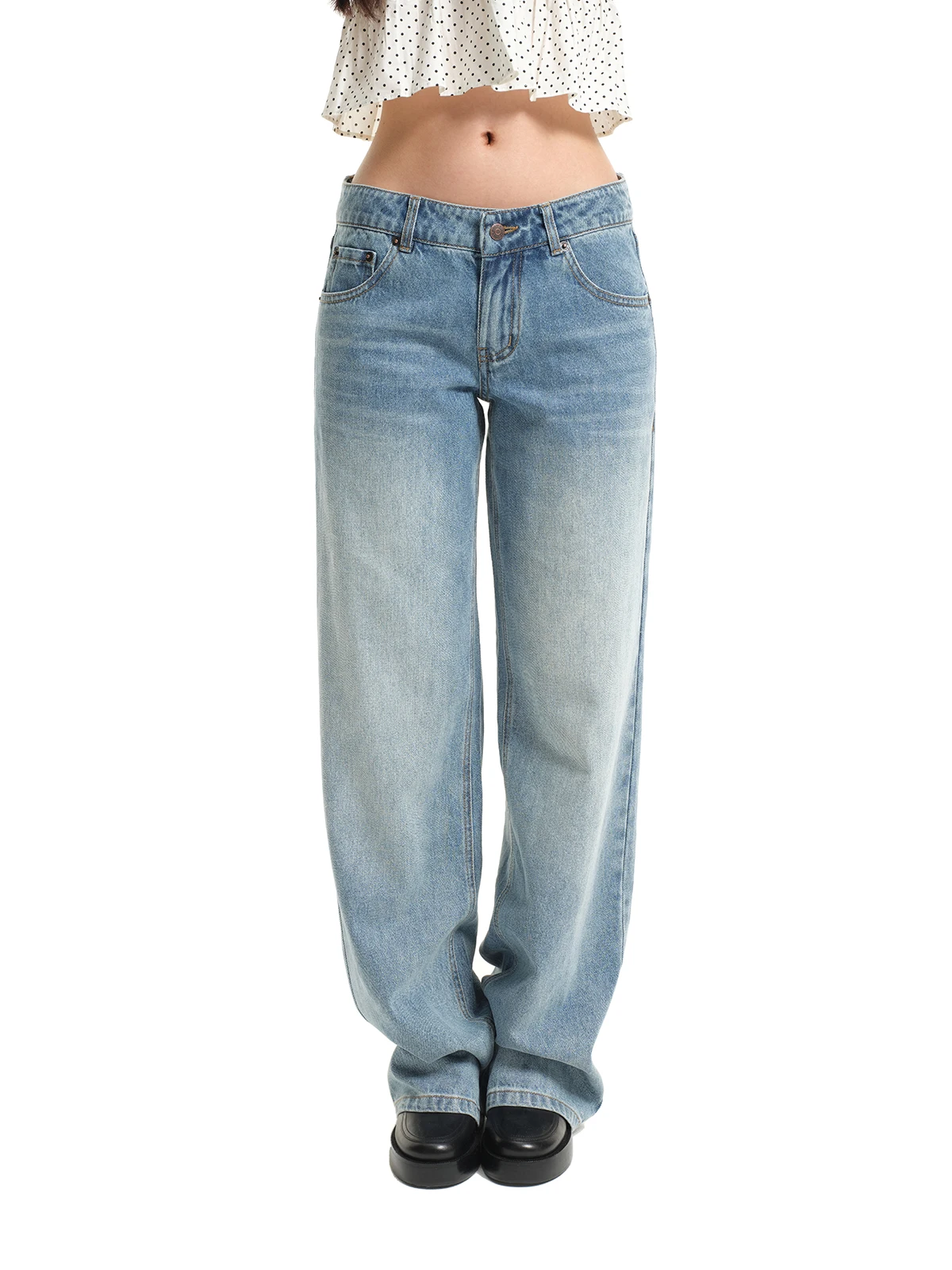 Loose Casual Yuka Denim Jeans Tiny Drops Low Waist Wide Leg Pants Unisex Pure Color Spring Summer Autumn Winter Use
Loose Casual Yuka Denim Jeans Tiny Drops Low Waist Wide Leg Pants Unisex Pure Color Spring Summer Autumn Winter Use