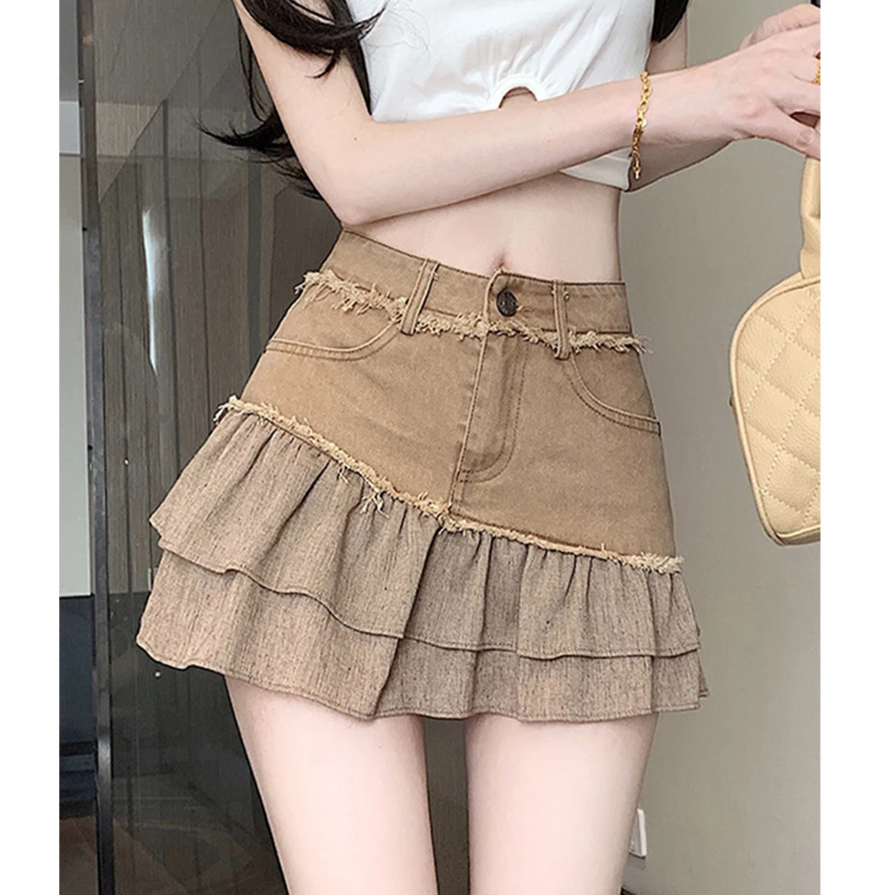Fashion Patch A-Line Skirt Summer Korean Women's Sweet Short Skirt Button Irregular High Waist Folding Skirt Women's New Style
Fashion Patch A-Line Skirt Summer Korean Women's Sweet Short Skirt Button Irregular High Waist Folding Skirt Women's New Style