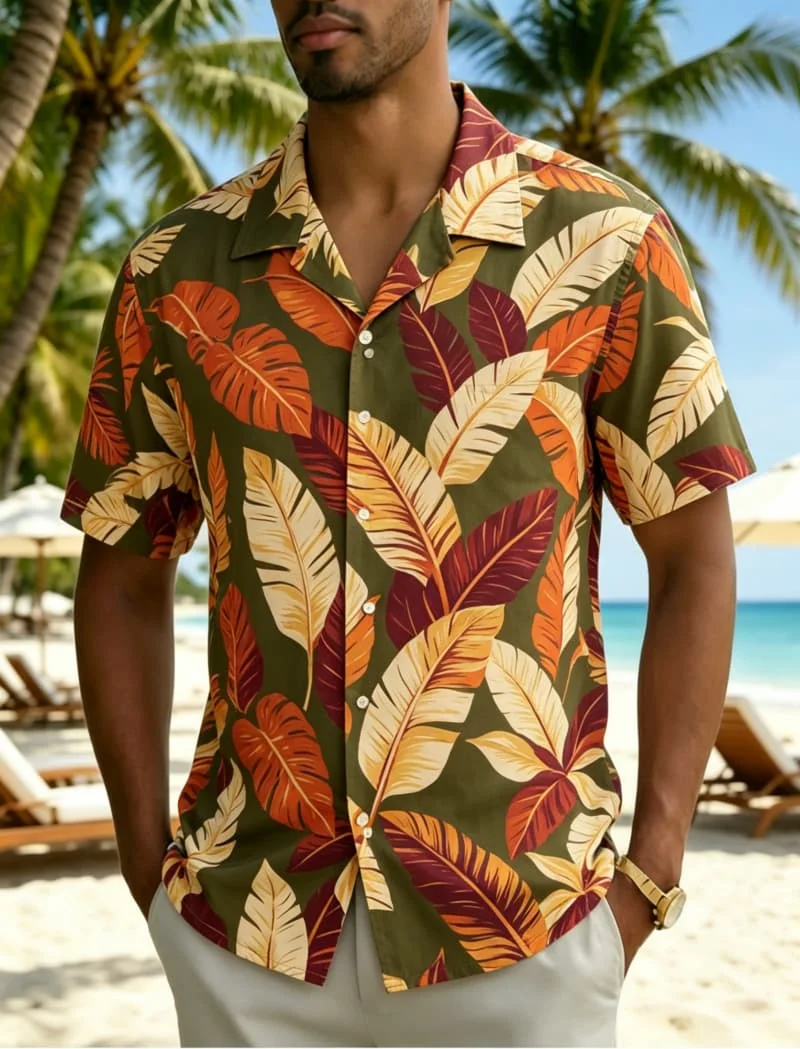 Men's exotic tropical flora and fauna printed Hawaiian shirt, for summer retreats, daily outfits, and festive events
Men's exotic tropical flora and fauna printed Hawaiian shirt, for summer retreats, daily outfits, and festive events