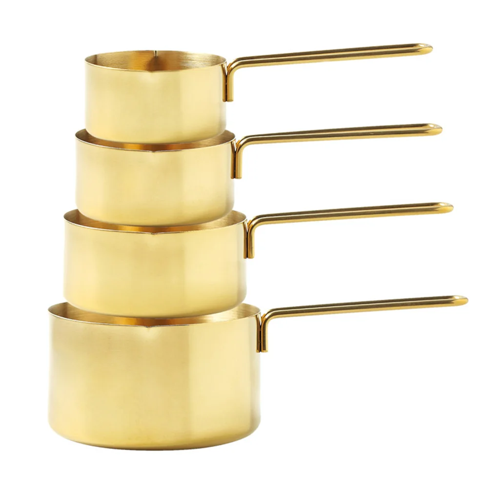 4Pcs Stainless Steel Measuring Cups Golden Engraved Mirror Polished Kitchen Measuring Tools for Dry Liquid Thick Ingredients 
4Pcs Stainless Steel Measuring Cups Golden Engraved Mirror Polished Kitchen Measuring Tools for Dry Liquid Thick Ingredients