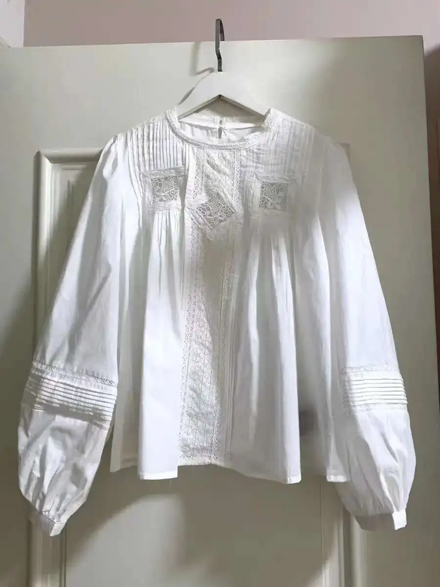 Style 2025 Spring Summer Cotton Tops Lace Embroidery Wer Hollow Out Lantern Sleeve White Shirts Blouses Clothes
Style 2025 Spring Summer Cotton Tops Lace Embroidery Wer Hollow Out Lantern Sleeve White Shirts Blouses Clothes