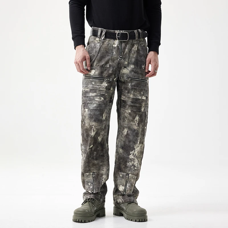 Camouflage Jeans Pants Men Loose Straight Male Printed Trousers Multi-Pockets Vintage Zipper Desinger Striped Pleated New
Camouflage Jeans Pants Men Loose Straight Male Printed Trousers Multi-Pockets Vintage Zipper Desinger Striped Pleated New