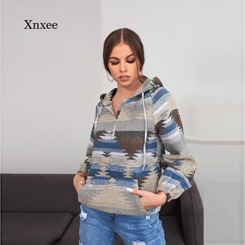 Winter Fashion Sweater New Retro Stitching Printing Loose Loose All-Match Casual Hooded Sweater Top
Winter Fashion Sweater New Retro Stitching Printing Loose Loose All-Match Casual Hooded Sweater Top
