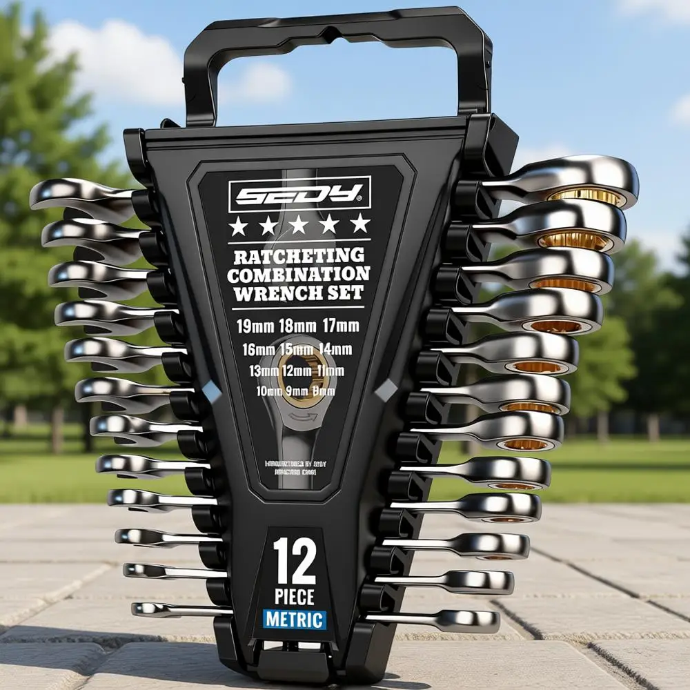 Набор из 12 метрических трещоточных ключей, 8-19 мм, 72 зубца, сталь Cr-V, магнитный органайзер для авторемонта
Набор из 12 метрических трещоточных ключей, 8-19 мм, 72 зубца, сталь Cr-V, магнитный органайзер для авторемонта