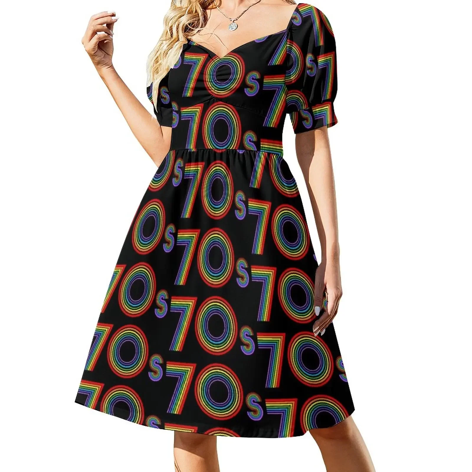 Disco 70s Retro Rainbow Decade Short-Sleeved Dress wedding guest dress 2025 dress korean style
Disco 70s Retro Rainbow Decade Short-Sleeved Dress wedding guest dress 2025 dress korean style