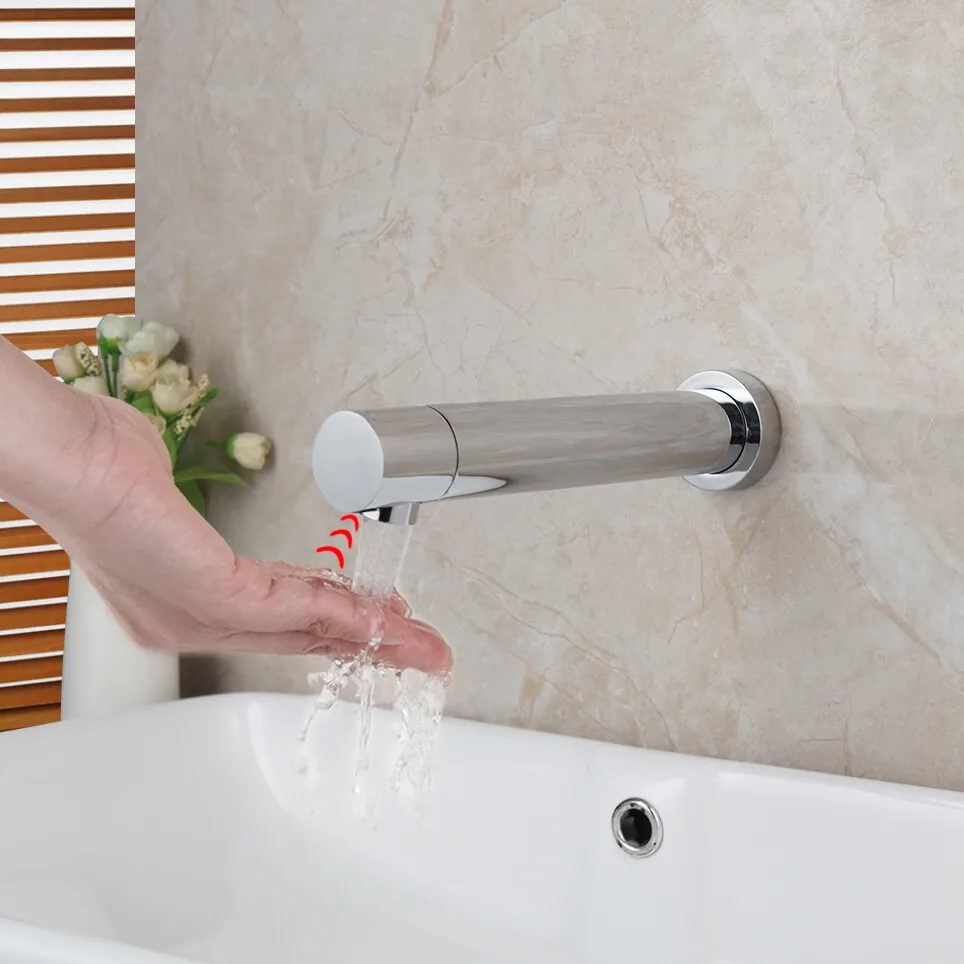 Touchless Chrome Bathroom Vanity Basin Faucet Mixer Hand Sensor Wall Mounted Tap
Touchless Chrome Bathroom Vanity Basin Faucet Mixer Hand Sensor Wall Mounted Tap
