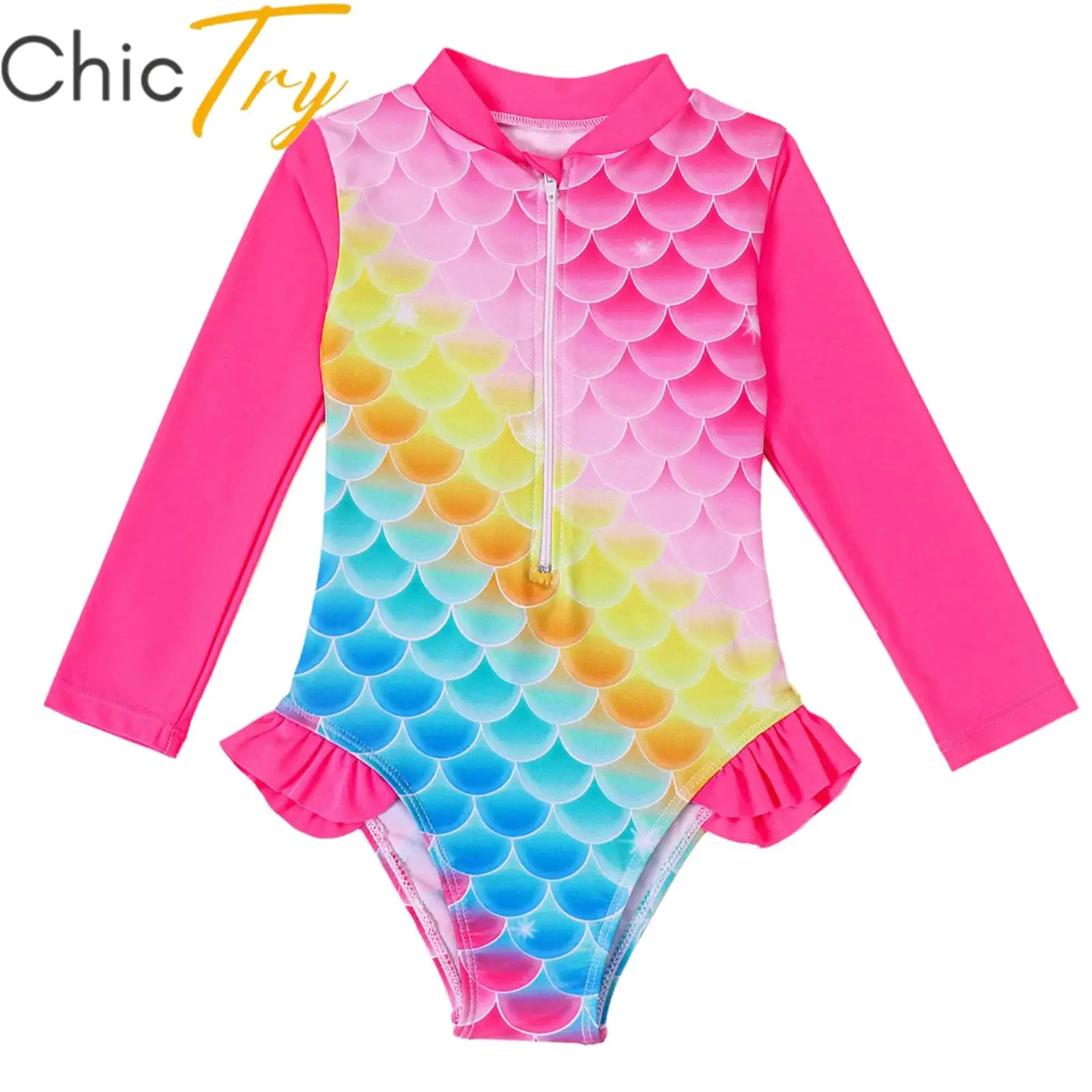 Kids Girls Summer One Piece Swimsuits Swimwear Leotard Long Sleeve Rash Guard Scale Printed Tie Dye Sun Protection Bathing Suit
Kids Girls Summer One Piece Swimsuits Swimwear Leotard Long Sleeve Rash Guard Scale Printed Tie Dye Sun Protection Bathing Suit