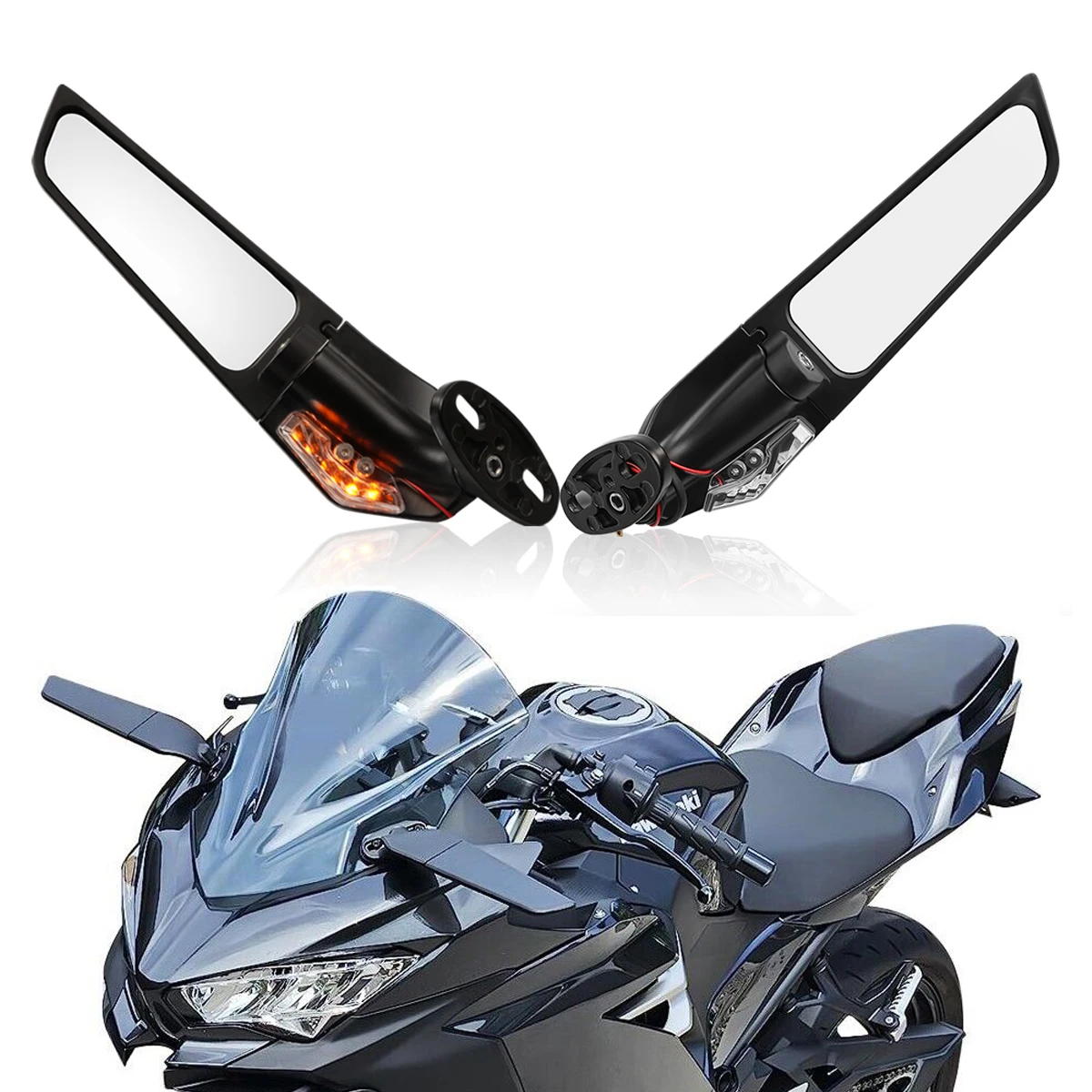 Wing Rearview Side Mirrors LED Turn Signal For Suzuki GSXR 600 750 1000 GSX1000 For HONDA, Yamaha Motorcycle Accessories
Wing Rearview Side Mirrors LED Turn Signal For Suzuki GSXR 600 750 1000 GSX1000 For HONDA, Yamaha Motorcycle Accessories