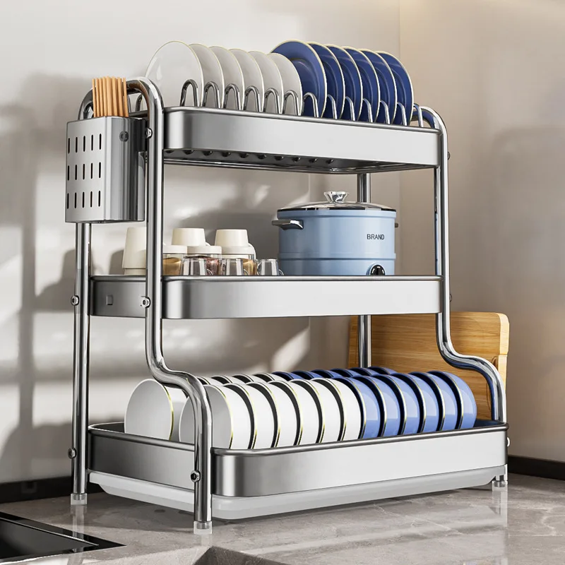 Stainless Steel Kitchen Shelf Multilayer Dish and Plate Drainer Multifunctional Dinnerware Organizer Non Slip Countertop Rack
Stainless Steel Kitchen Shelf Multilayer Dish and Plate Drainer Multifunctional Dinnerware Organizer Non Slip Countertop Rack